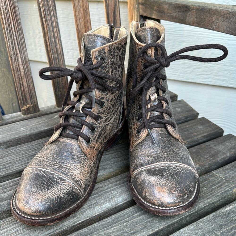 Bed Stu Laurel Distressed Combat Boot Size 7.5